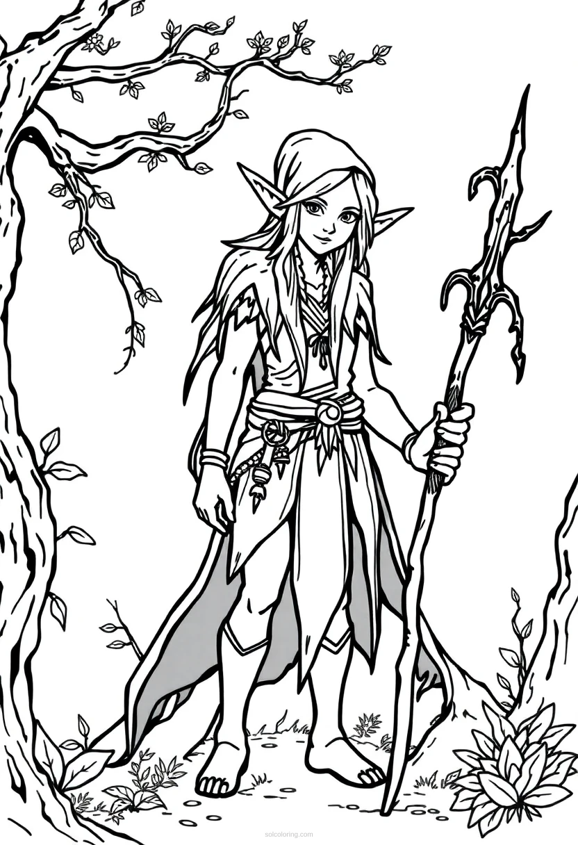 Forest Elf coloring page for kids