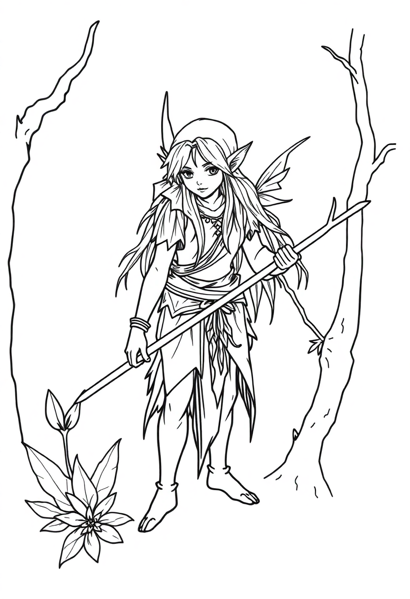 Forest Elf coloring page, free printable