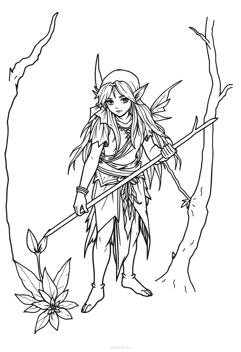 Forest Elf coloring page for kids