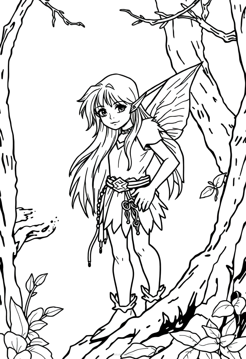 Forest Elf Realistic coloring page for kids