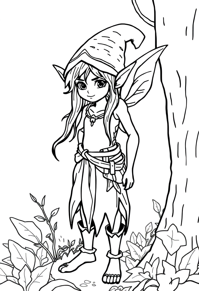 Forest Elf coloring page, free printable