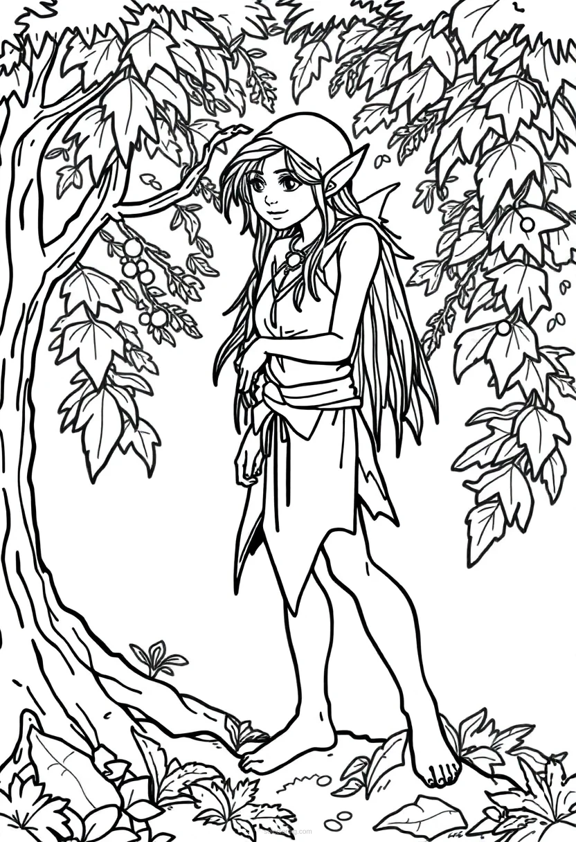 Forest Elf coloring page for kids