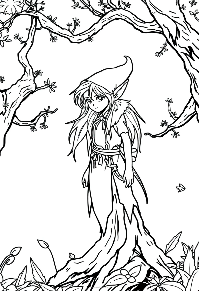 Forest Elf coloring page for kids