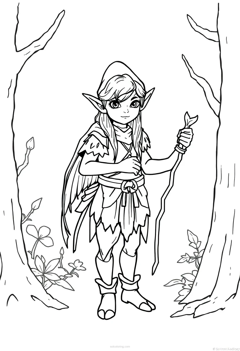 Forest Elf coloring page for kids