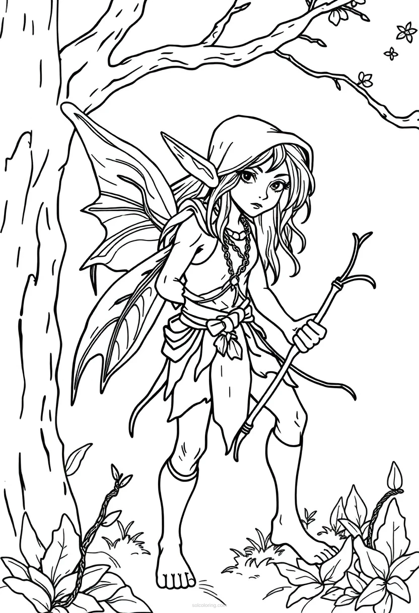 Forest Elf coloring page for kids