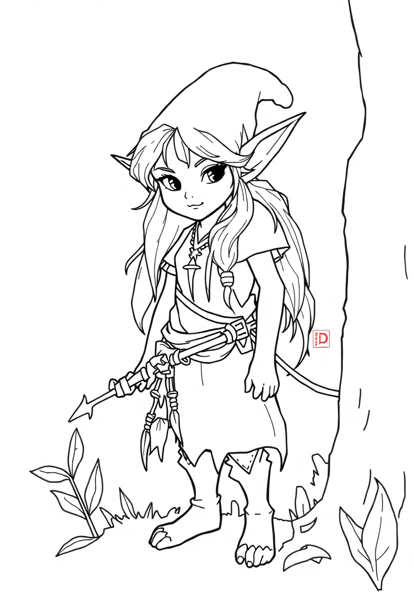 Forest Elf coloring page, free printable