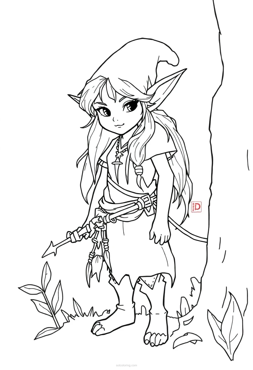 Forest Elf coloring page for kids