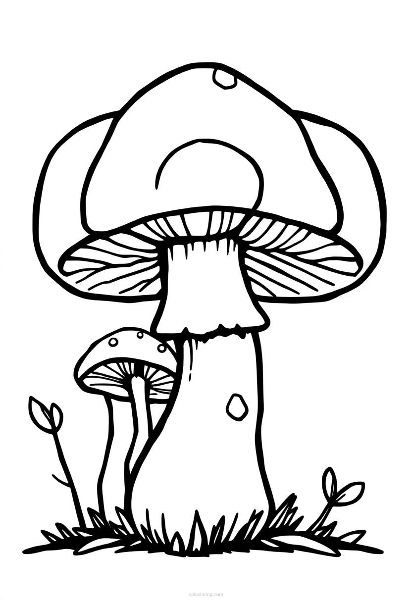 Forest Mushrooms coloring page for kids