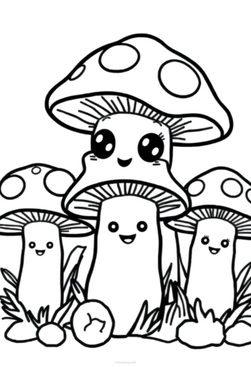 Forest Mushrooms coloring page for kids