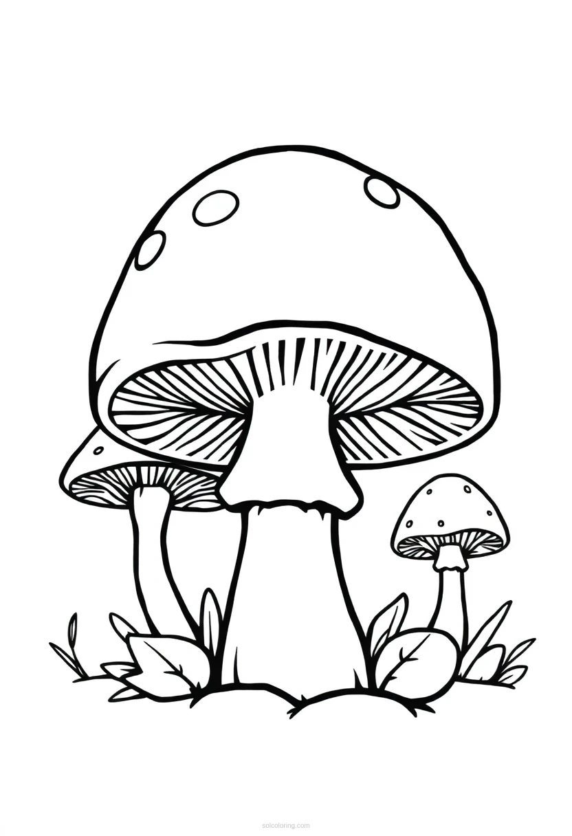 Forest Mushrooms coloring page for kids