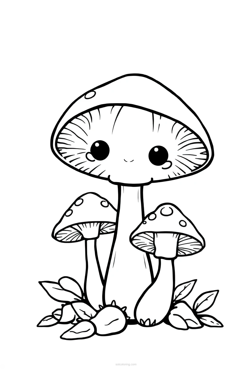Forest Mushrooms coloring page for kids