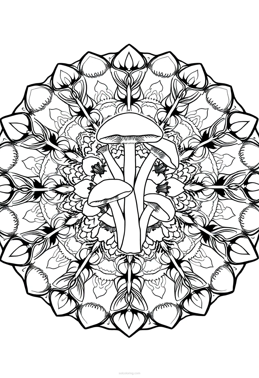 Forest Mushrooms coloring page for kids