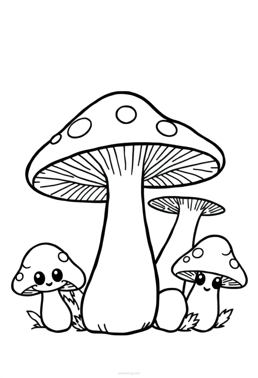 Forest Mushrooms coloring page for kids