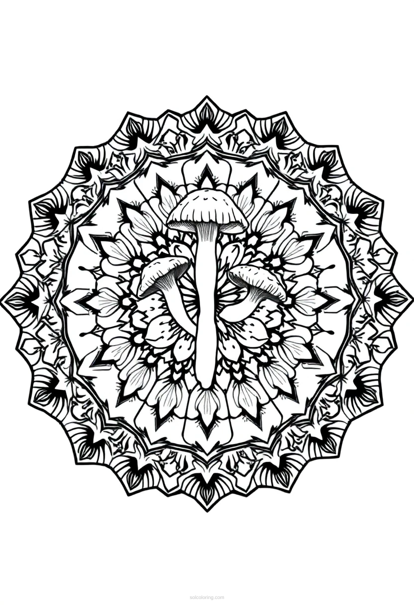 Forest Mushrooms coloring page for kids