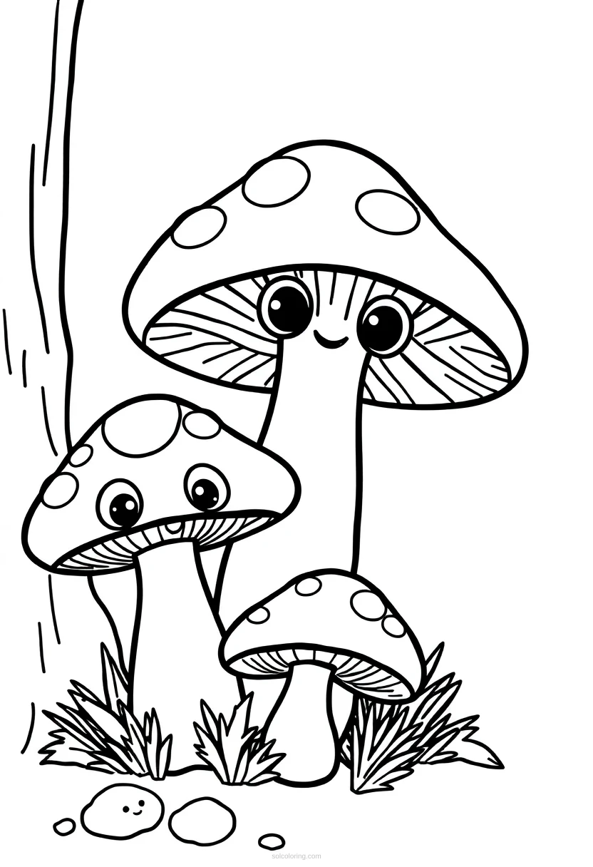 Forest Mushrooms coloring page for kids
