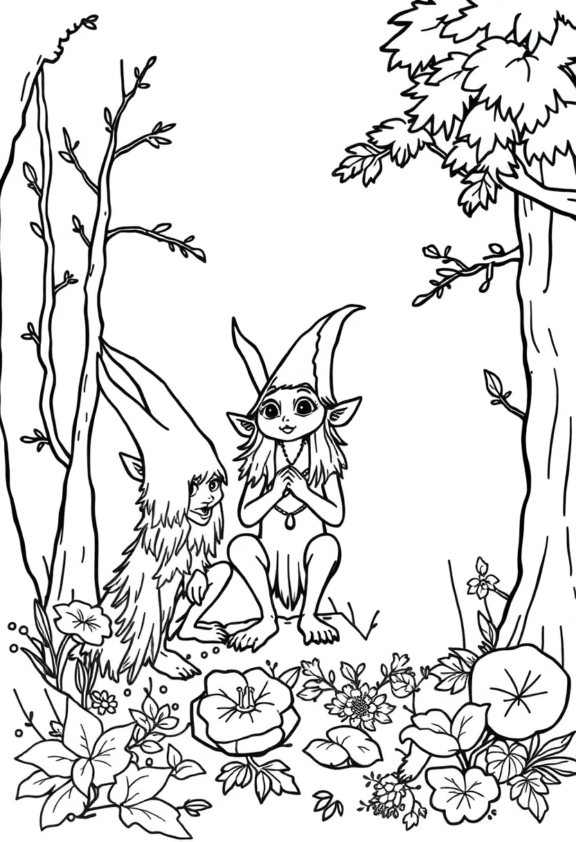 Forest Sprites coloring page for kids