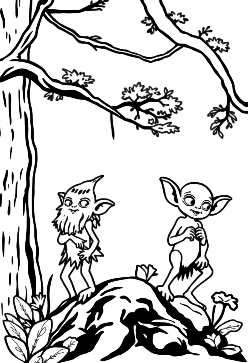 Forest Sprites coloring page for kids