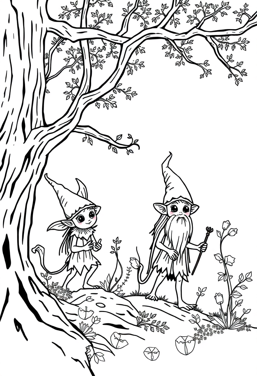 Forest Sprites coloring page for kids