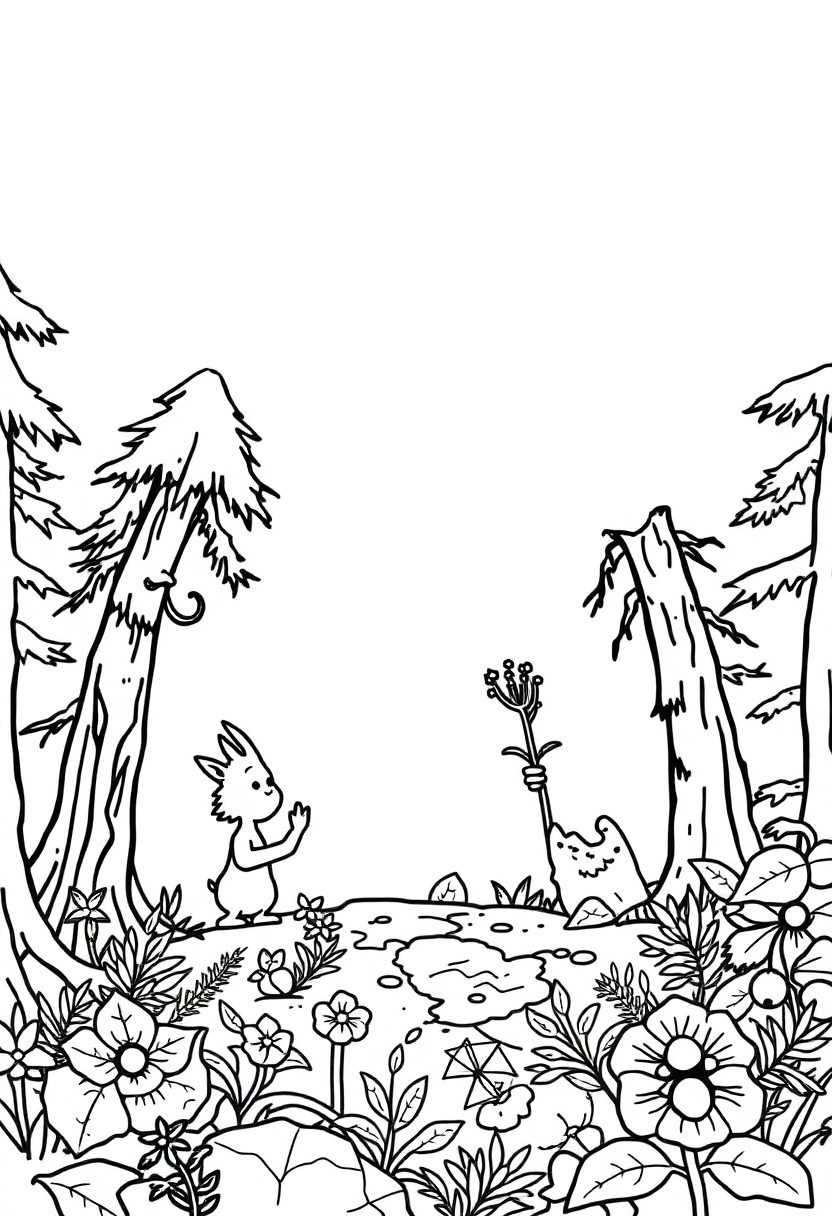 Forest Sprites coloring page for kids
