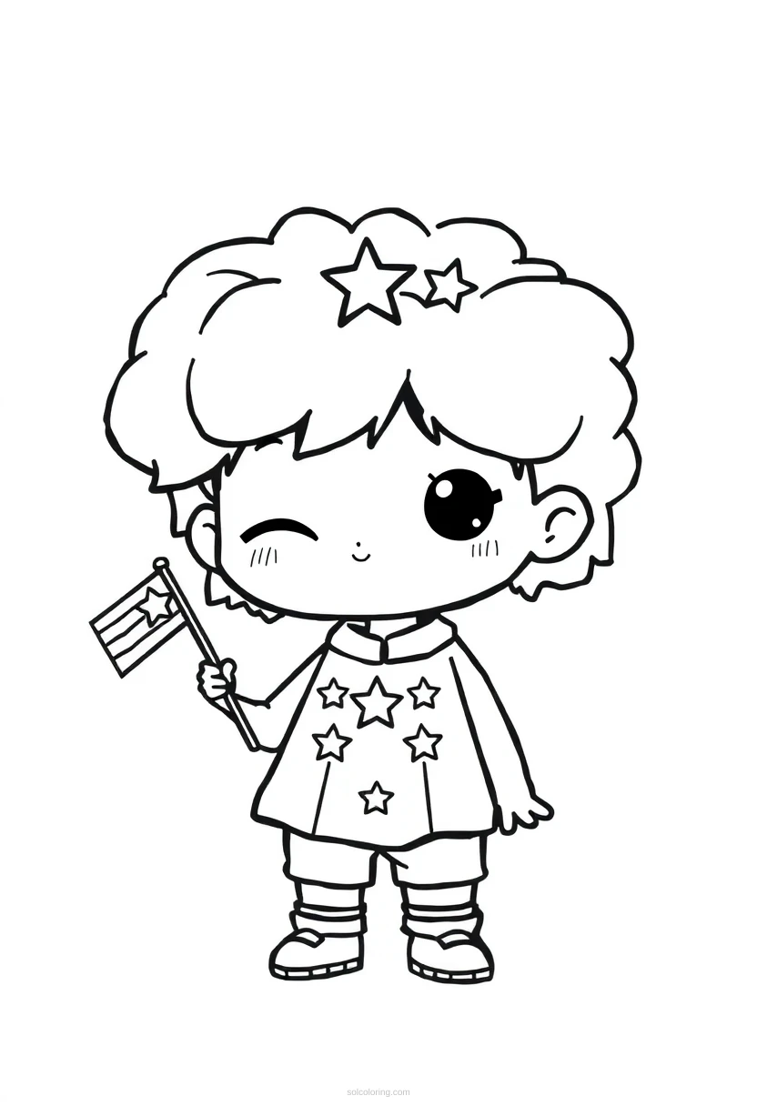 Fourth of July coloring page for kids