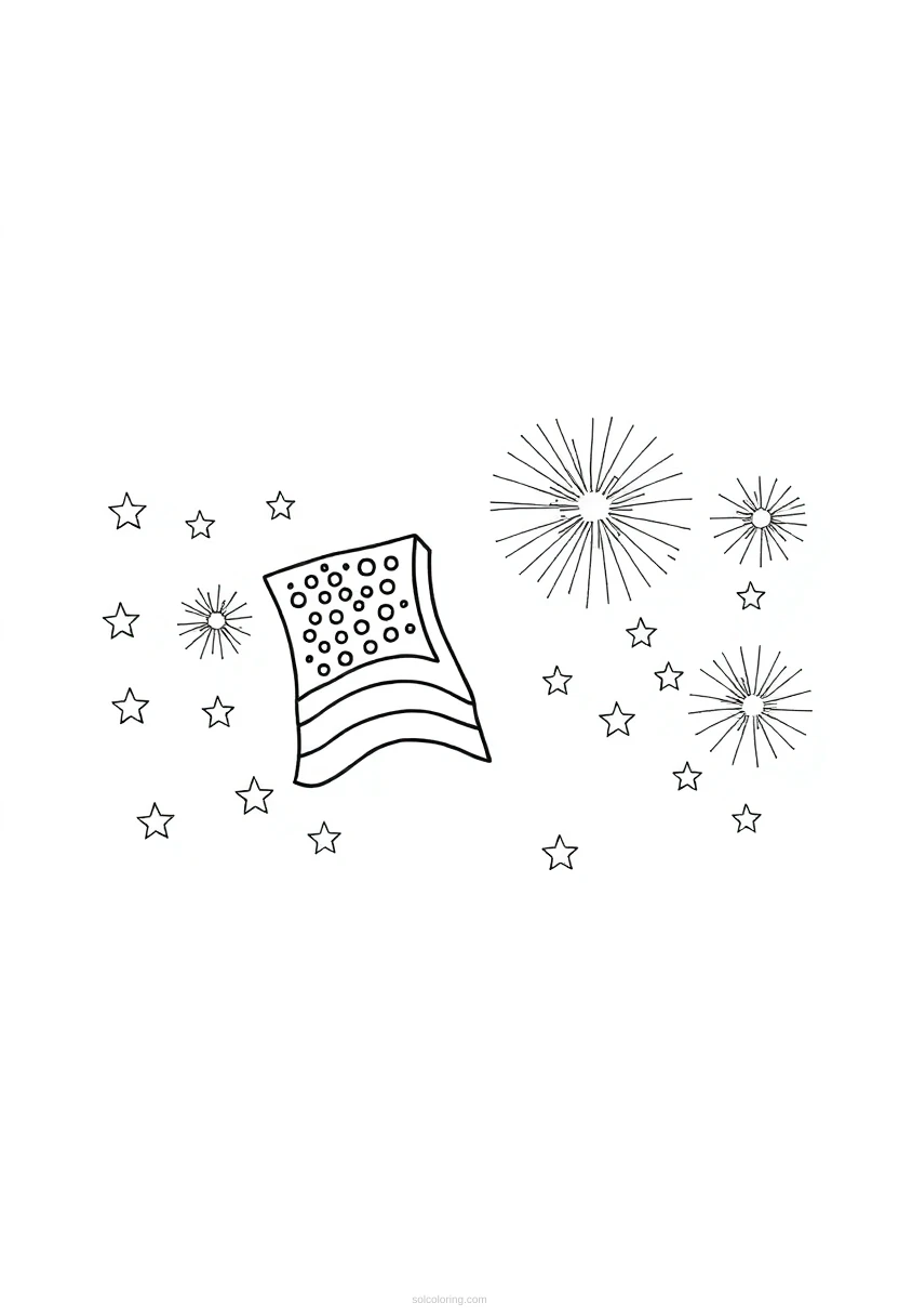 Fourth of July coloring page for kids
