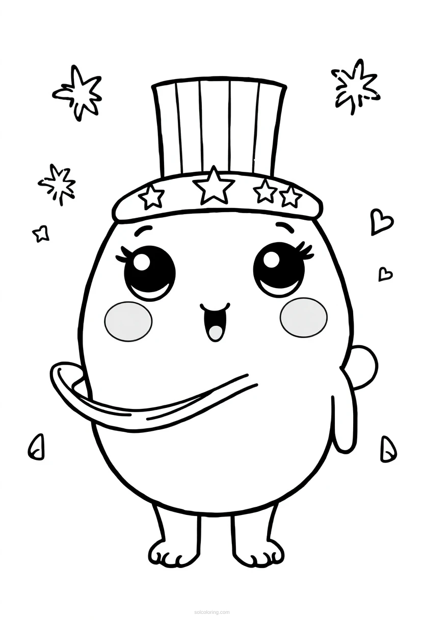 Fourth of July coloring page for kids