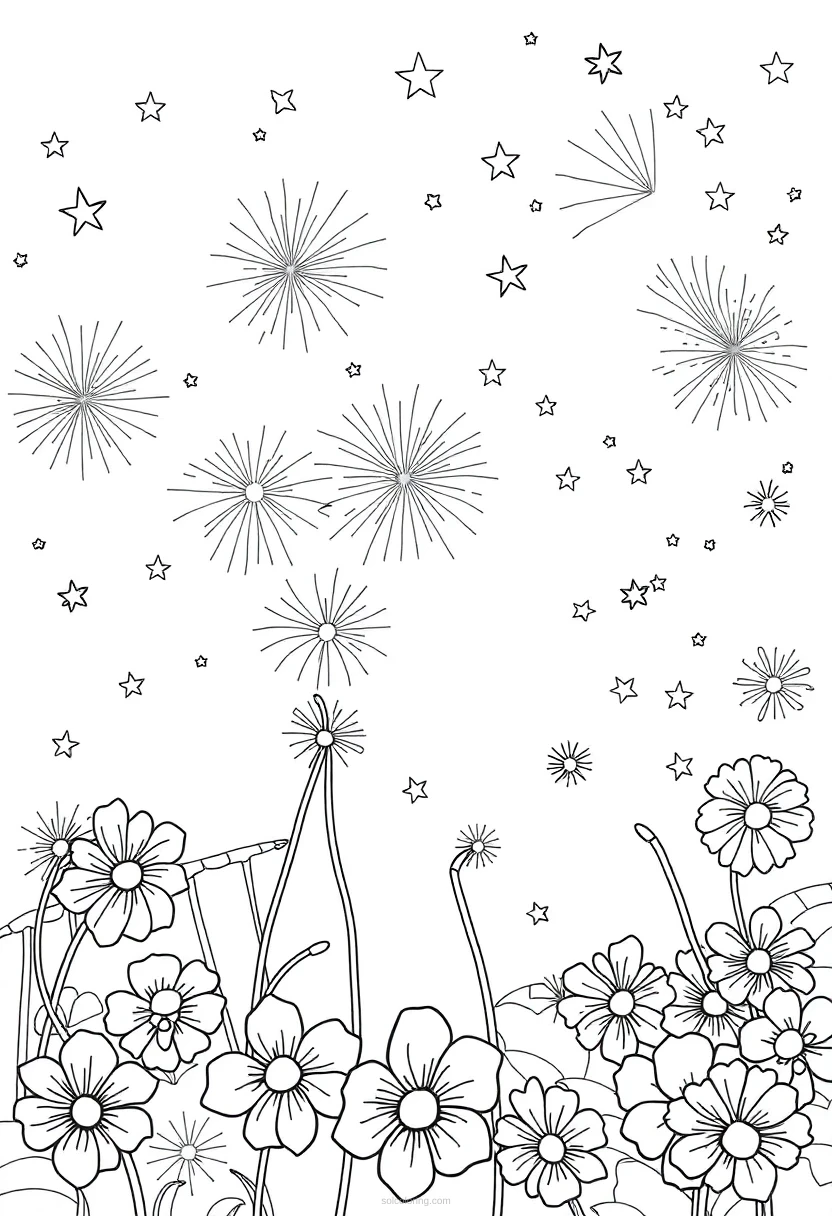 Fourth of July coloring page for kids