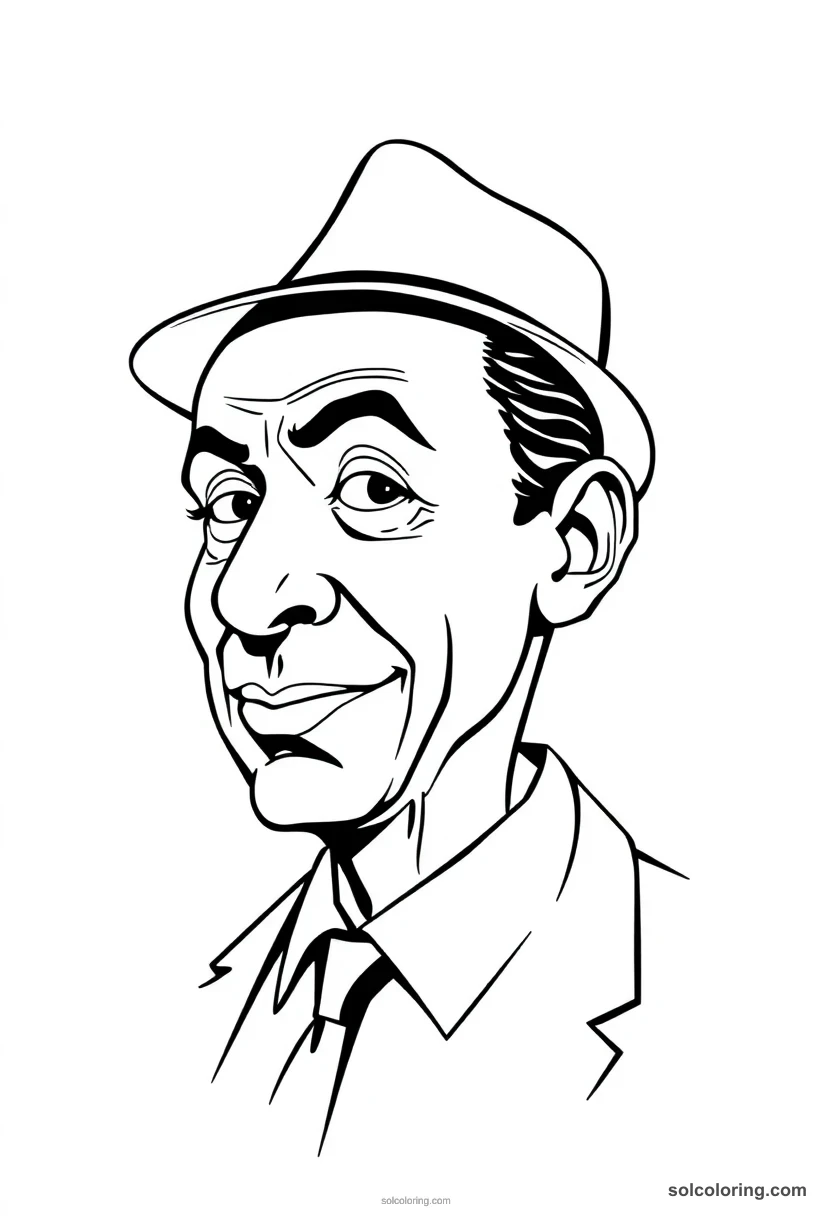Caricature Frank Sinatra caricature coloring page for kids