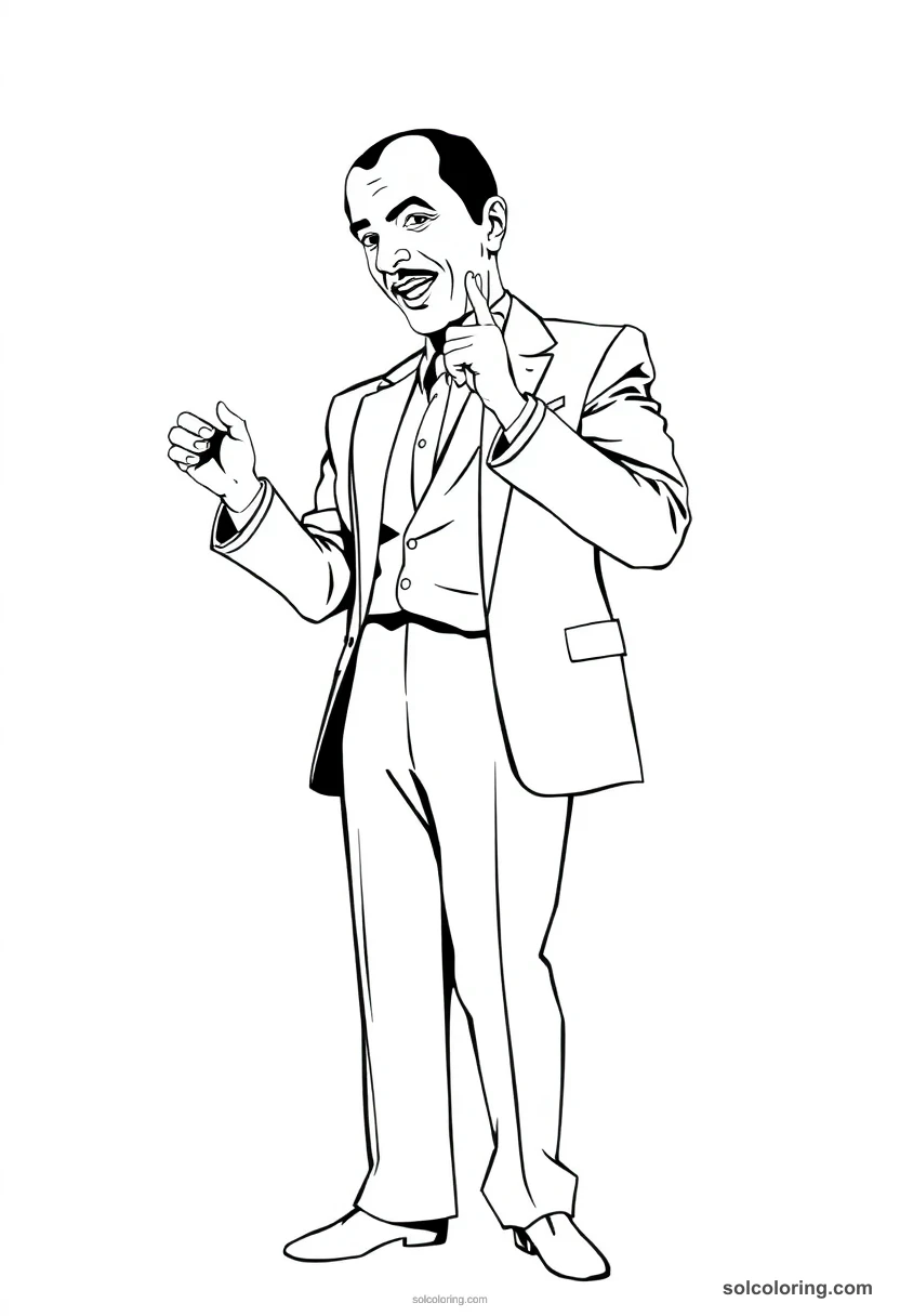 Silhouette Frank Sinatra silhouette coloring page for kids