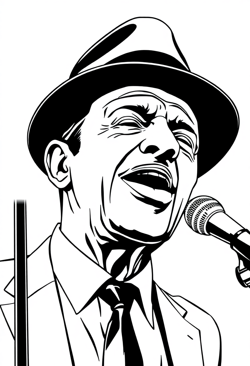 Frank Sinatra Singing coloring page, free printable