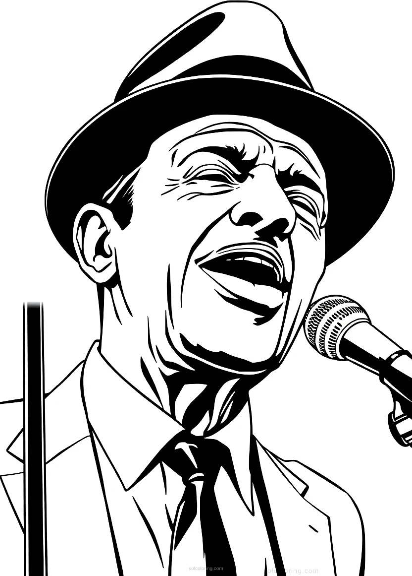 Frank Sinatra Singing coloring page for kids