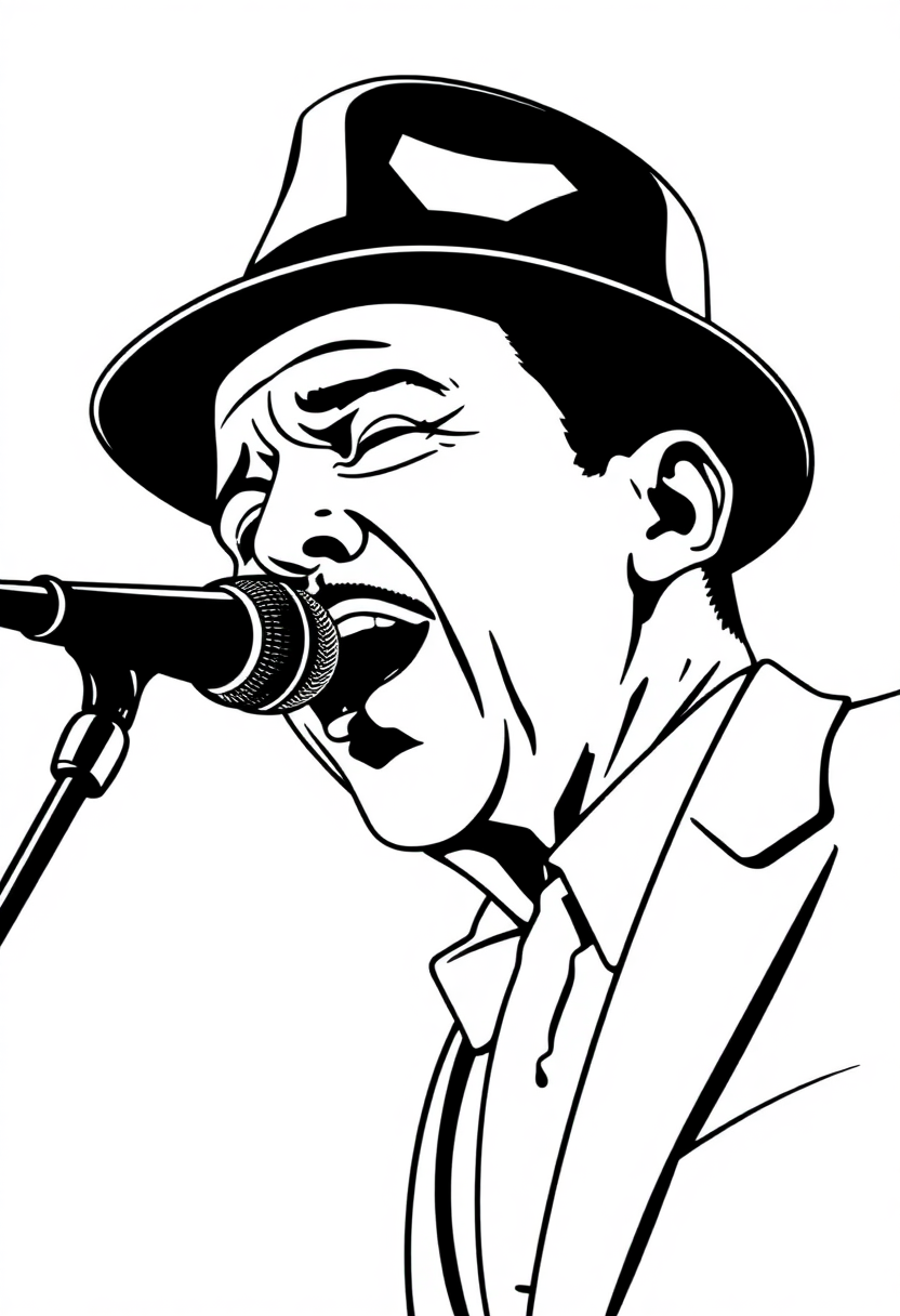 Frank Sinatra Singing coloring page, free printable