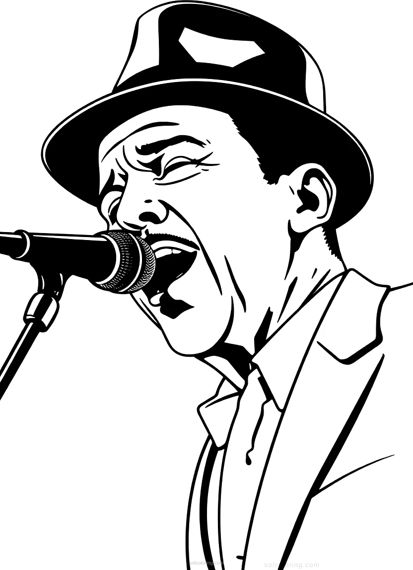 Frank Sinatra Singing coloring page for kids