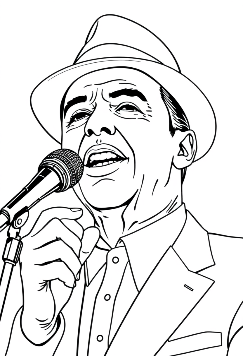 Frank Sinatra Singing coloring page, free printable