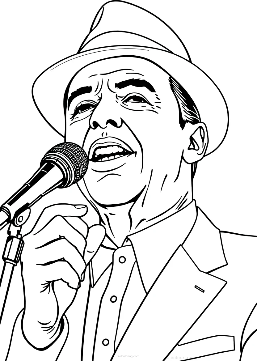 Frank Sinatra Singing coloring page for kids