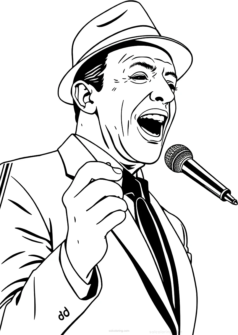 Frank Sinatra Singing coloring page for kids
