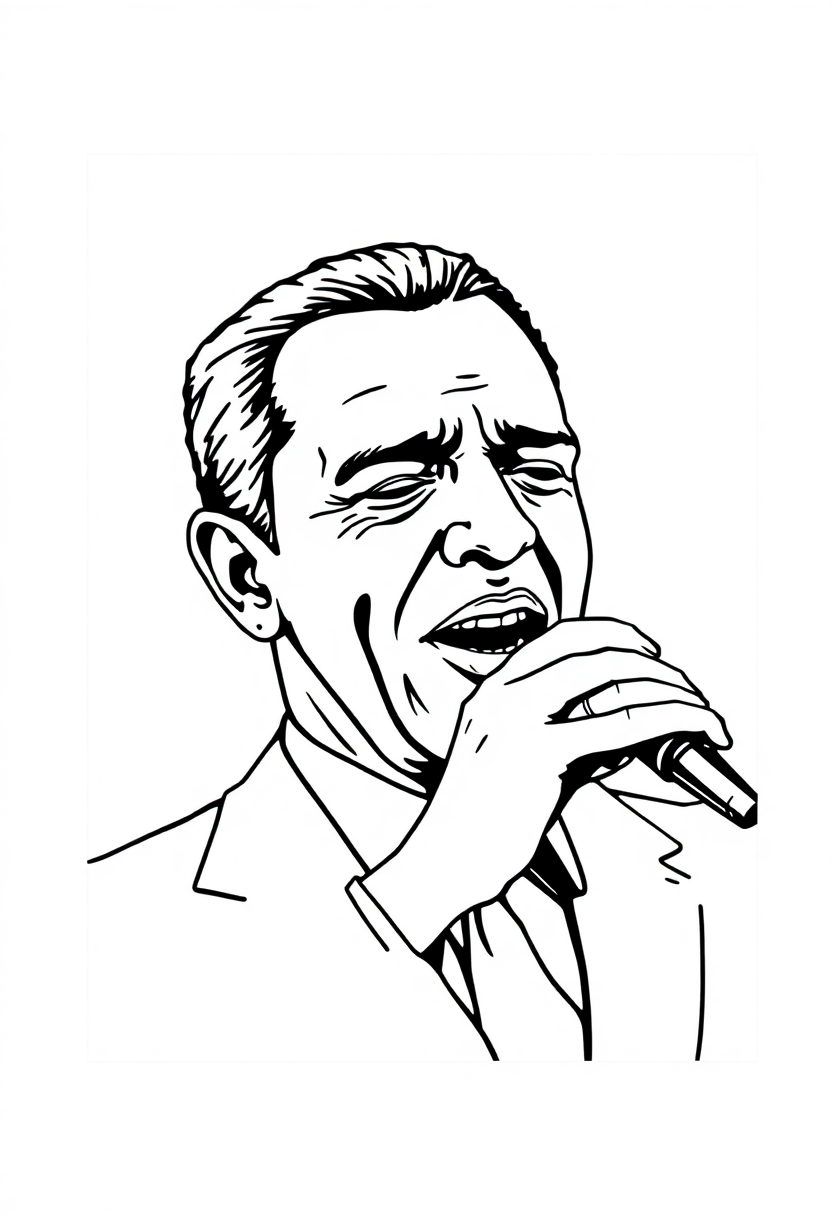 Frank Sinatra Singing coloring page, free printable