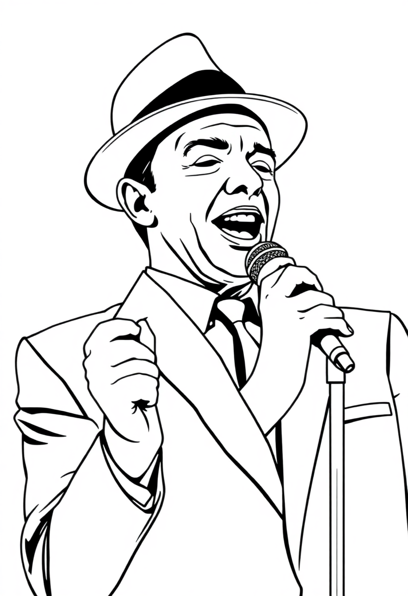 Frank Sinatra Singing coloring page, free printable
