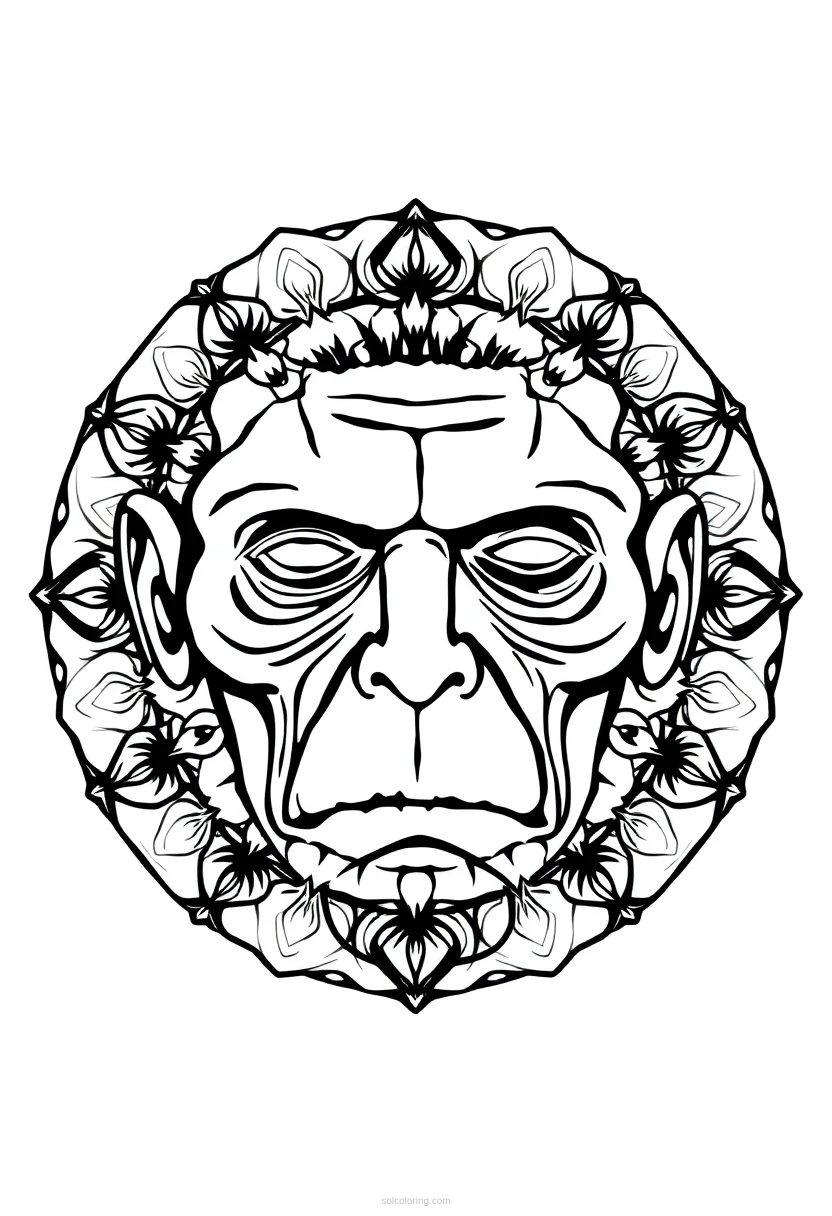 Frankenstein Monster Face coloring page for kids
