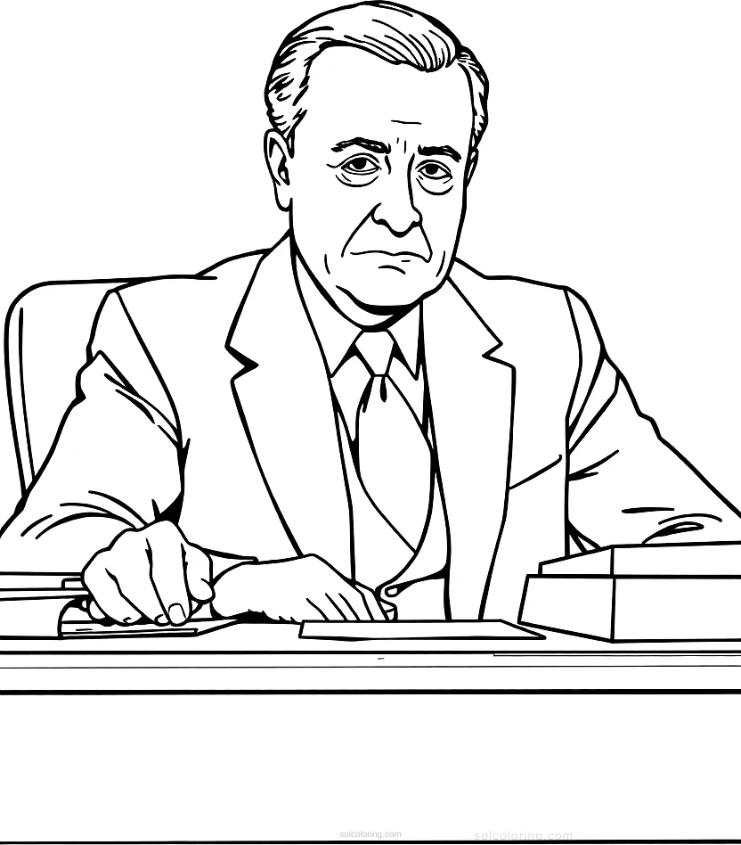 Franklin D Roosevelt at Desk coloring page for kids
