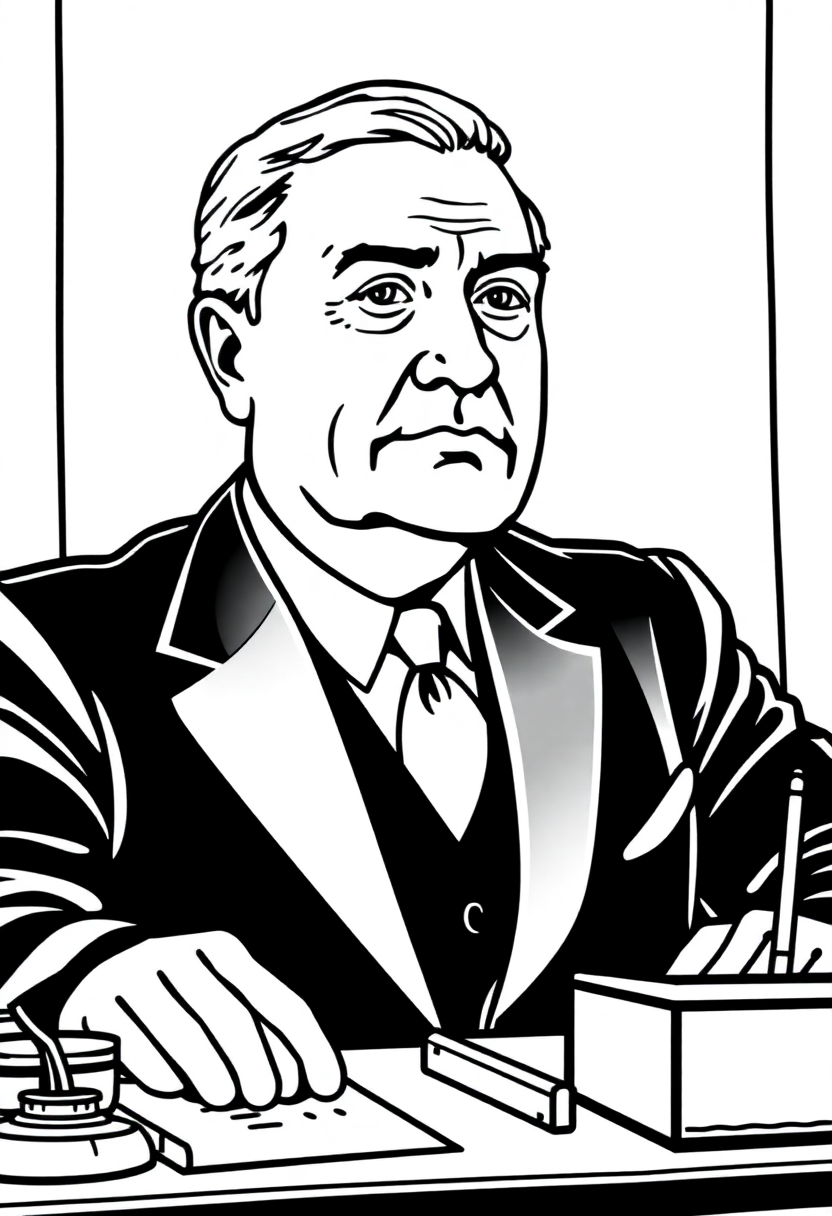 Franklin D Roosevelt at Desk coloring page, free printable