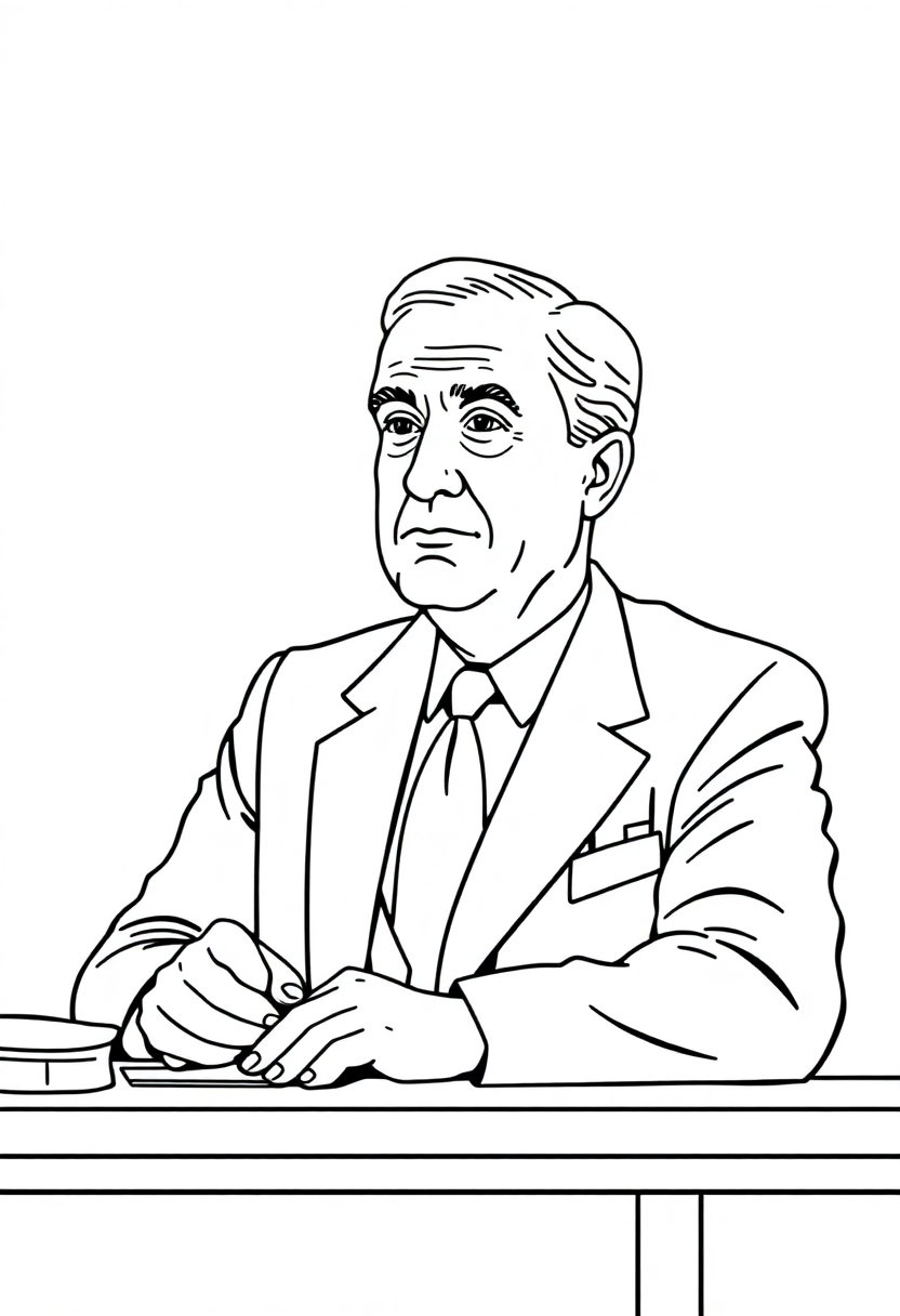 Franklin D Roosevelt At Desk coloring pages