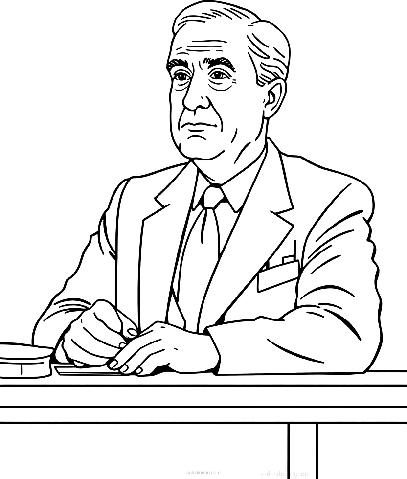 Franklin D Roosevelt At Desk coloring pages