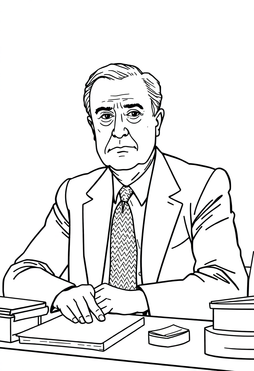 Franklin D Roosevelt at Desk coloring page, free printable