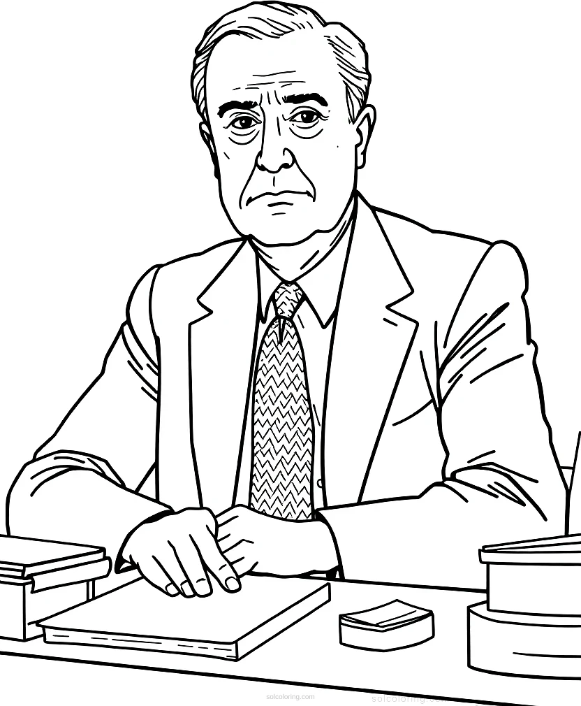 Franklin D Roosevelt at Desk coloring page for kids