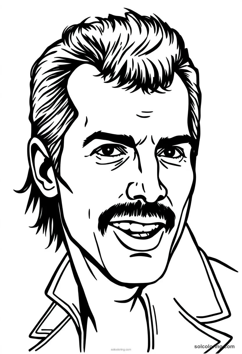 Caricature Freddie Mercury caricature coloring page for kids