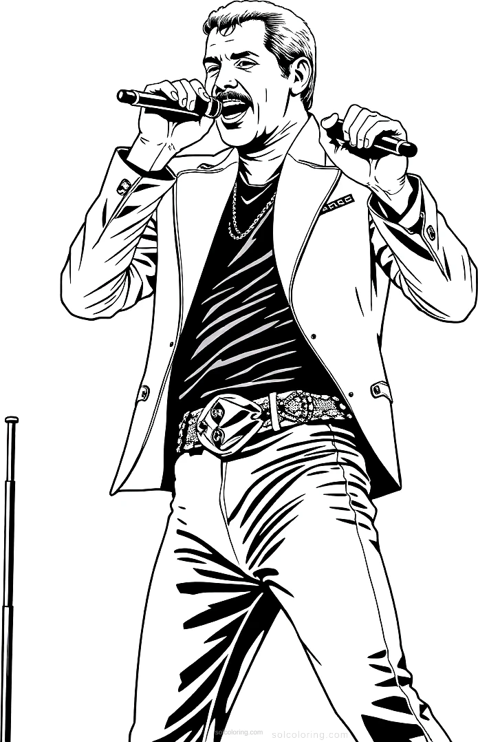 Freddie Mercury Performing coloring page for kids