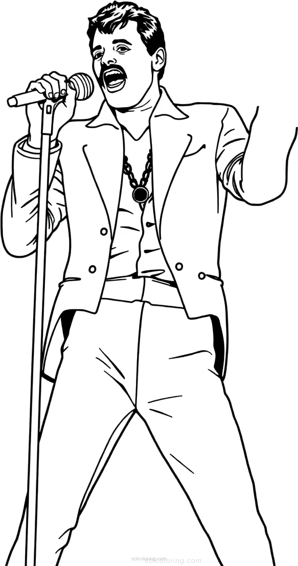 Freddie Mercury Performing coloring page for kids