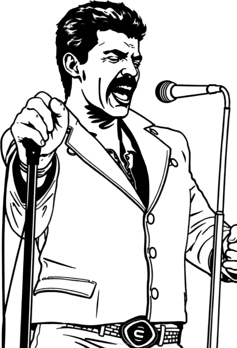 Freddie Mercury Performing coloring page for kids