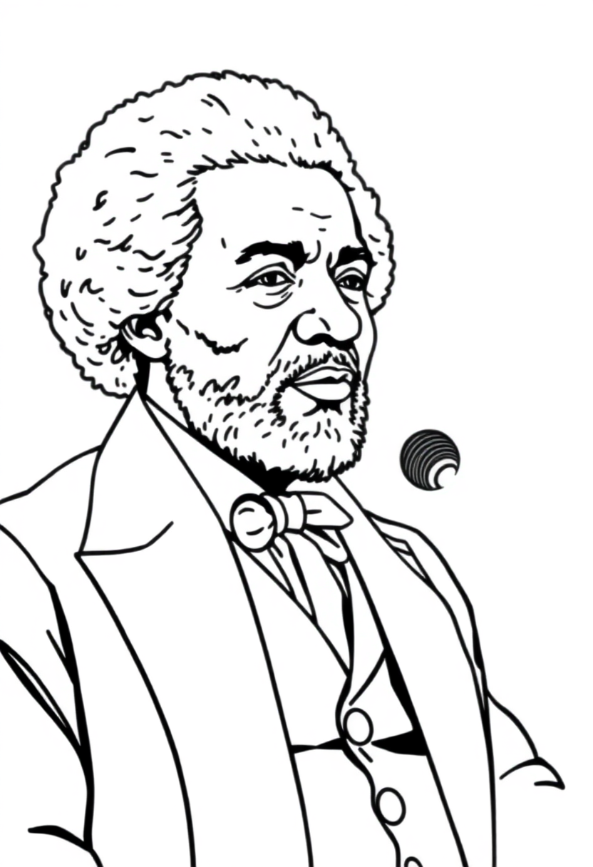 Frederick Douglass Speaking coloring page, free printable